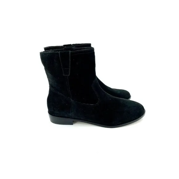 REBECCA MINKOFF Chasidy Black Suede Leather Pull On Ankle Boots Women SZ 10 NEW