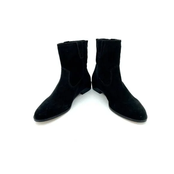 REBECCA MINKOFF Chasidy Black Suede Leather Pull On Ankle Boots Women SZ 10 NEW