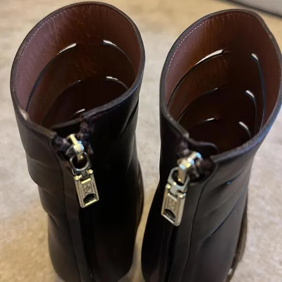 Rebecca Minkoff Chocolate Burgundy Leather Cutout High Heel Boots size 10