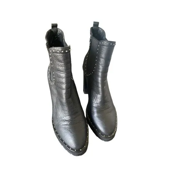 Rebecca Minkoff Eddie Studded Ankle Boots Black Size 8M
