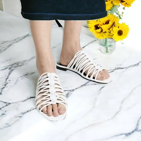 Rebecca Minkoff Slide Sandals Womens Size 8.5 White Maelynn Strappy