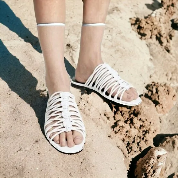 Rebecca Minkoff Slide Sandals Womens Size 8.5 White Maelynn Strappy