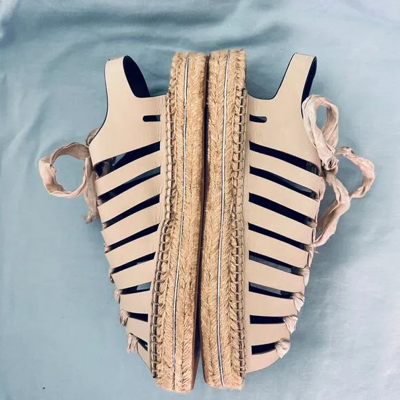 Rebecca Minkoff white leather flat espadrille sandals