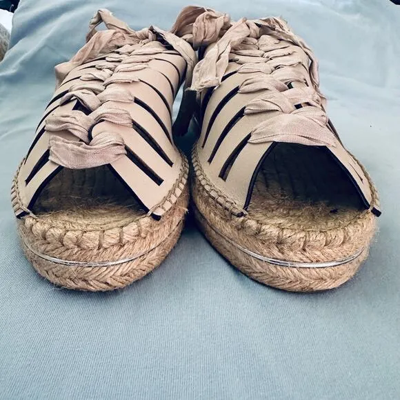 Rebecca Minkoff white leather flat espadrille sandals