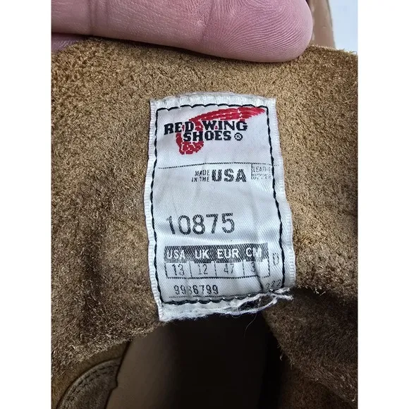 RED WING 875 HERITAGE 10875 CLASSIC MOC TOE 6&quot; BOOTS BROWN MENS SIZE 13 D