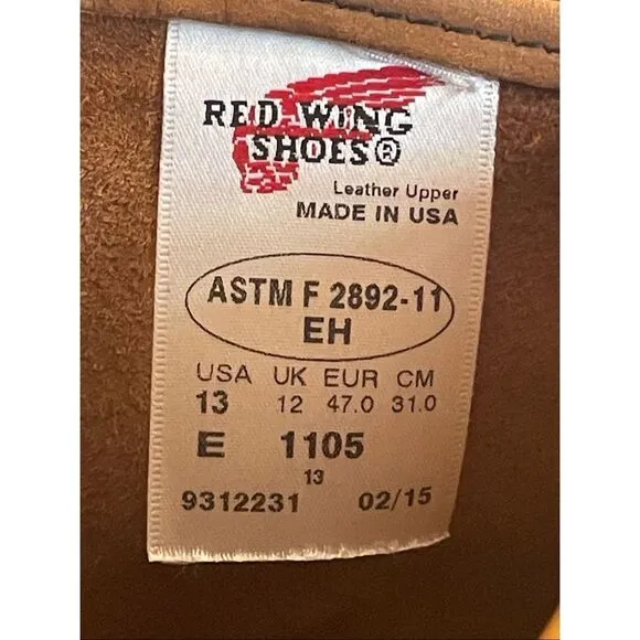 Red Wing Boots Pecos 1105 Men's 13 E Supersole 11&quot; Soft Toe EH NEW