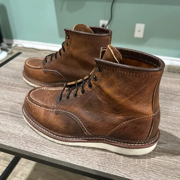 Red Wing Classic 1907 Moc Toe Boot Size 7.5 D Copper Rough and Tough