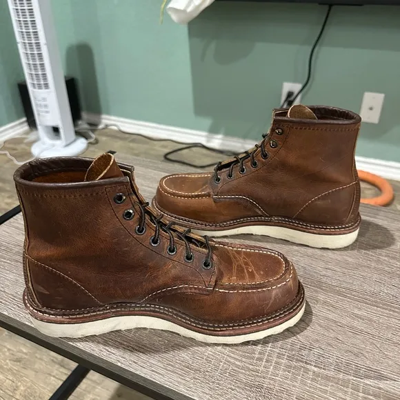 Red Wing Classic 1907 Moc Toe Boot Size 7.5 D Copper Rough and Tough