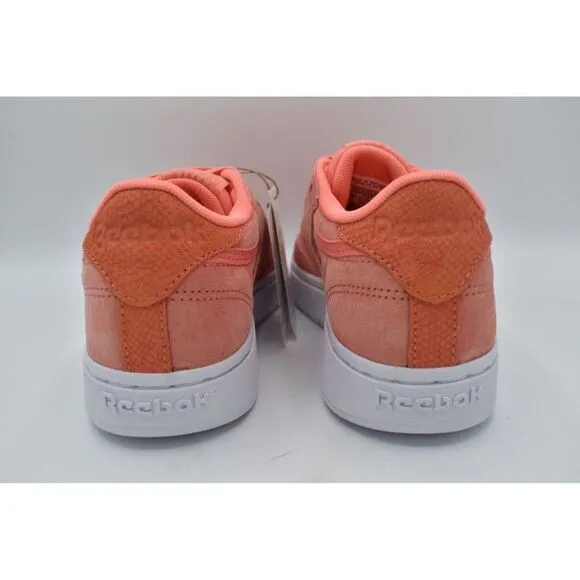 Reebok Womens Size 7 Club C 85 Double White Coral Tennis Style Fashion Sneakers