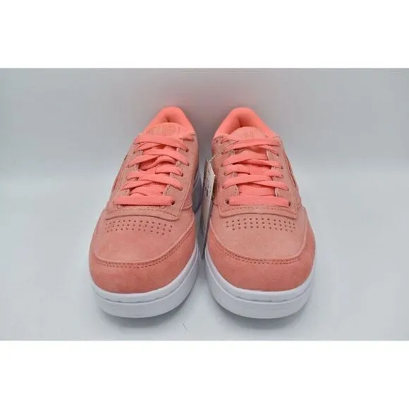Reebok Womens Size 7 Club C 85 Double White Coral Tennis Style Fashion Sneakers