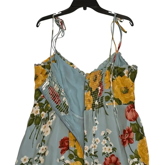 Reformation Blue Enya Floral Printed Crepe Midi Dress size 18 Romantic Parisan