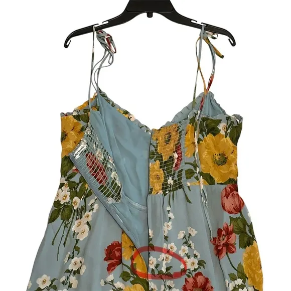 Reformation Blue Enya Floral Printed Crepe Midi Dress size 18 Romantic Parisan