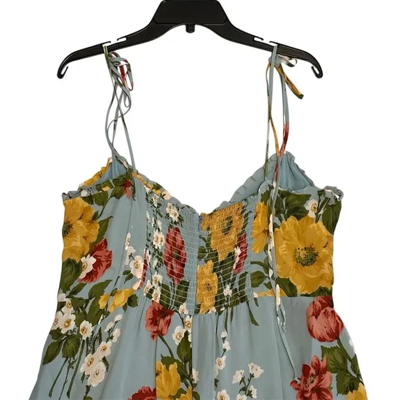 Reformation Blue Enya Floral Printed Crepe Midi Dress size 18 Romantic Parisan