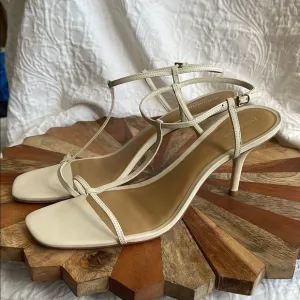 Reformation Ivory / cream Strappy Sandals with High Heel size 10