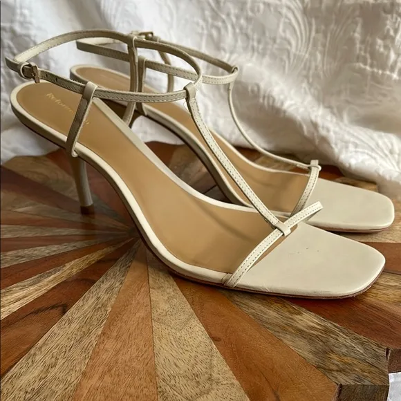 Reformation Ivory / cream Strappy Sandals with High Heel size 10