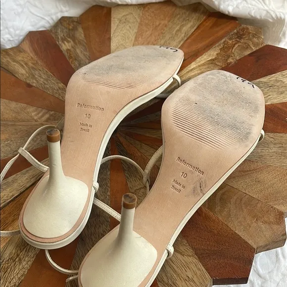 Reformation Ivory / cream Strappy Sandals with High Heel size 10