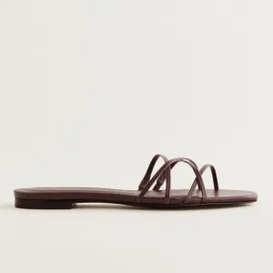 Reformation Wagner Strappy Flat Sandal In Espresso