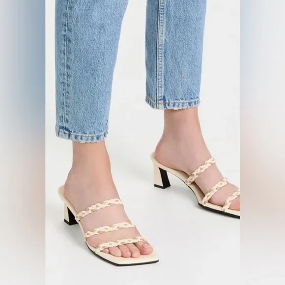 Reike Nen French Braid Slip On Sandals Women's 39/US 9 Ivory Beige Open Toe~