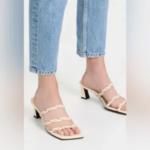 Reike Nen French Braid Slip On Sandals Women's 39/US 9 Ivory Beige Open Toe~