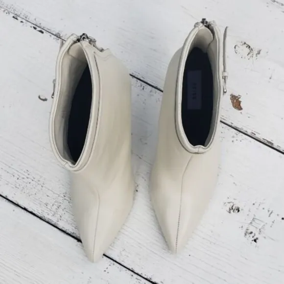 Reiss Ashton Leather White  Ankle Boots Sz 8  Eur 39 Uk 6 - Tried On Indoors
