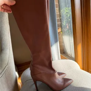 Reiss Brown Heeled Boots Classic Knee-High Design