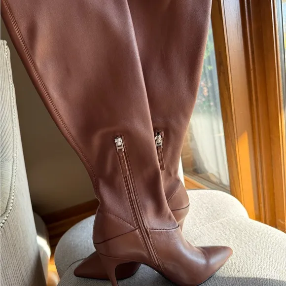 Reiss Brown Heeled Boots Classic Knee-High Design