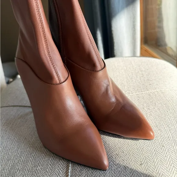 Reiss Brown Heeled Boots Classic Knee-High Design