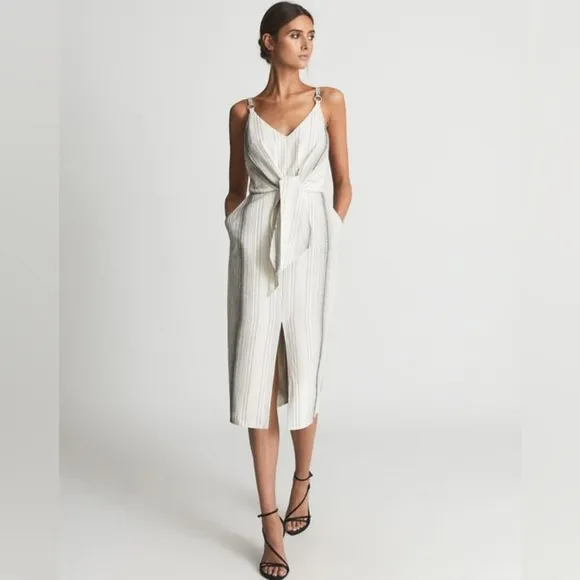 REISS | Kay Front Tie Midi Dress