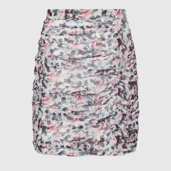 REISS Lucille Floral Ruched Ruffle detail Mini Skirt Sz 12 NWOT