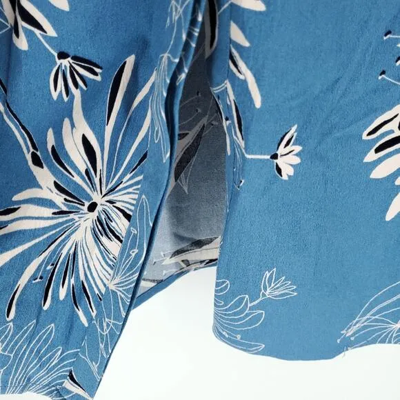 Reiss Noah Floral Button Through Midi Dress in Blue