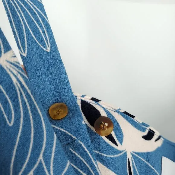 Reiss Noah Floral Button Through Midi Dress in Blue