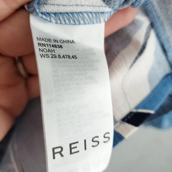 Reiss Noah Floral Button Through Midi Dress in Blue