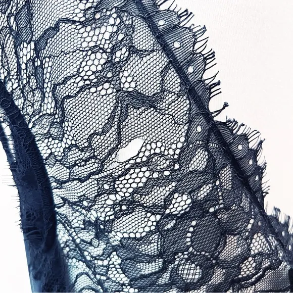 Reiss Vittoria Navy Blue Satin Lace Gown Size 8