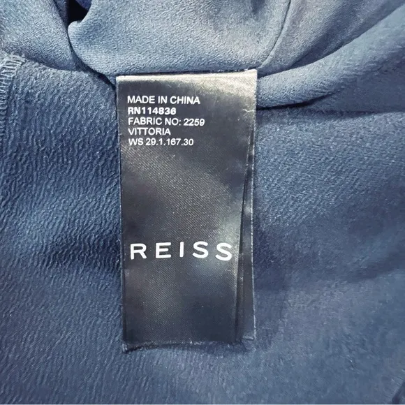 Reiss Vittoria Navy Blue Satin Lace Gown Size 8