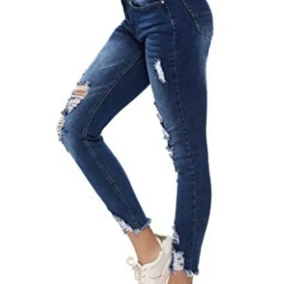 Resfeber Women's Ripped Boyfriend Skinny Jeans