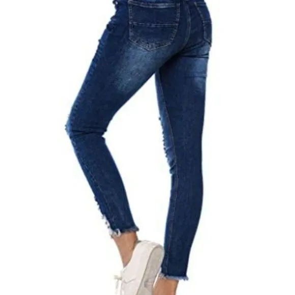 Resfeber Women's Ripped Boyfriend Skinny Jeans