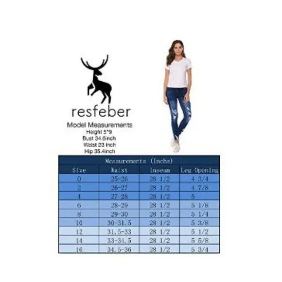 Resfeber Women's Ripped Boyfriend Skinny Jeans