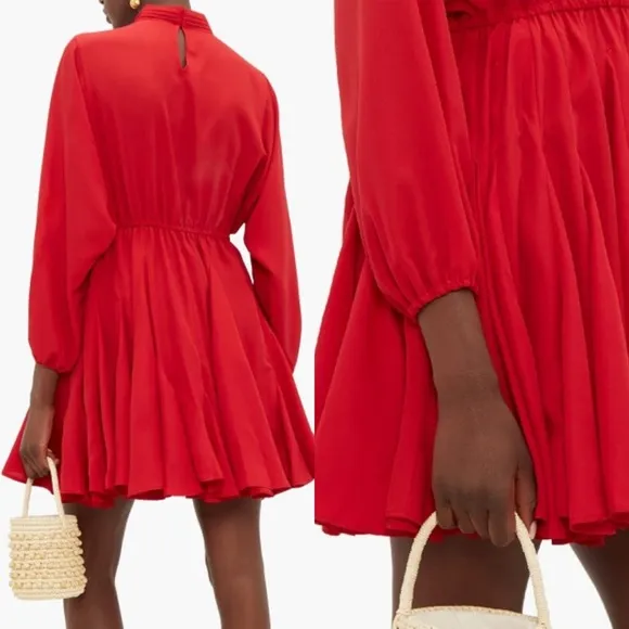 Rhode Caroline Godet Crepe Mini Dress