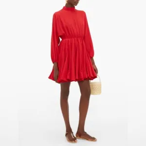 Rhode Caroline Godet Crepe Mini Dress