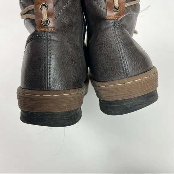 Rieker Mixed Media Boots Leather Gray Lace Up Size 40