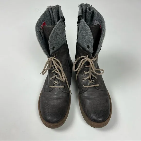 Rieker Mixed Media Boots Leather Gray Lace Up Size 40