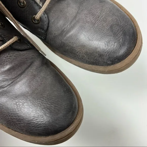 Rieker Mixed Media Boots Leather Gray Lace Up Size 40