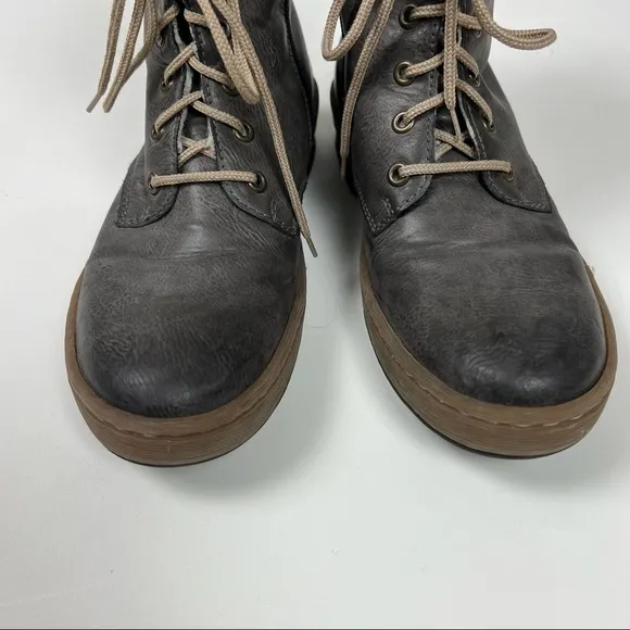 Rieker Mixed Media Boots Leather Gray Lace Up Size 40