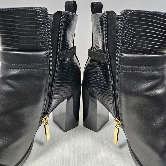 River Island Gold Hardware Block Heel Ankle Boots