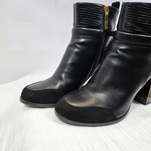 River Island Gold Hardware Block Heel Ankle Boots