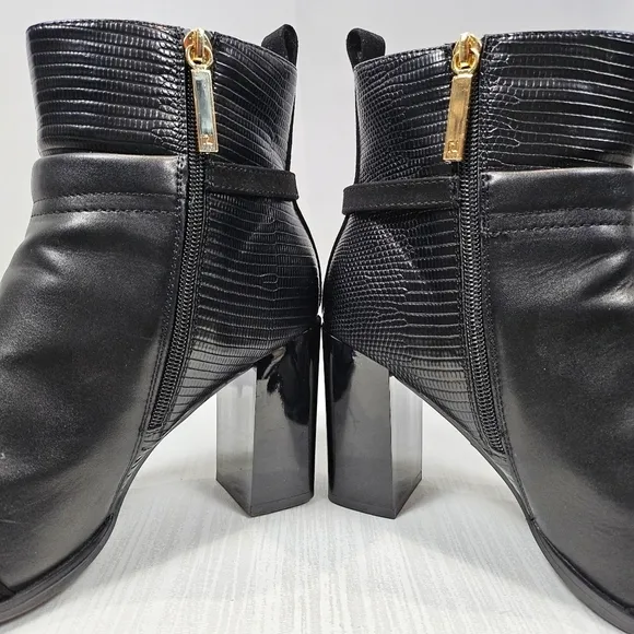 River Island Gold Hardware Block Heel Ankle Boots