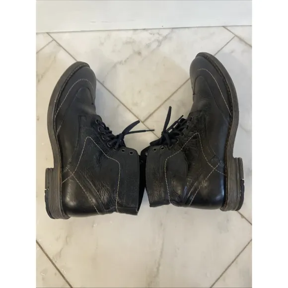 ROAN By Bed Stu Men’s Size 9 Black Leather Wing Tip Ankle Boots Excellent Shape