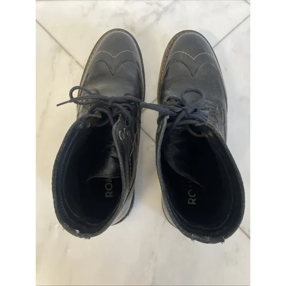 ROAN By Bed Stu Men’s Size 9 Black Leather Wing Tip Ankle Boots Excellent Shape