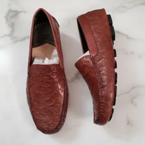 Robert Graham Battlestar Leather Driver Driving Loafers Cognac Brown Sz 10