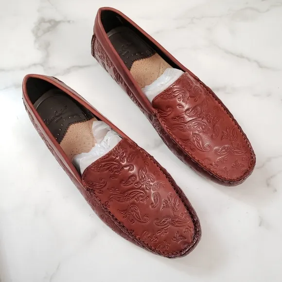 Robert Graham Battlestar Leather Driver Driving Loafers Cognac Brown Sz 10